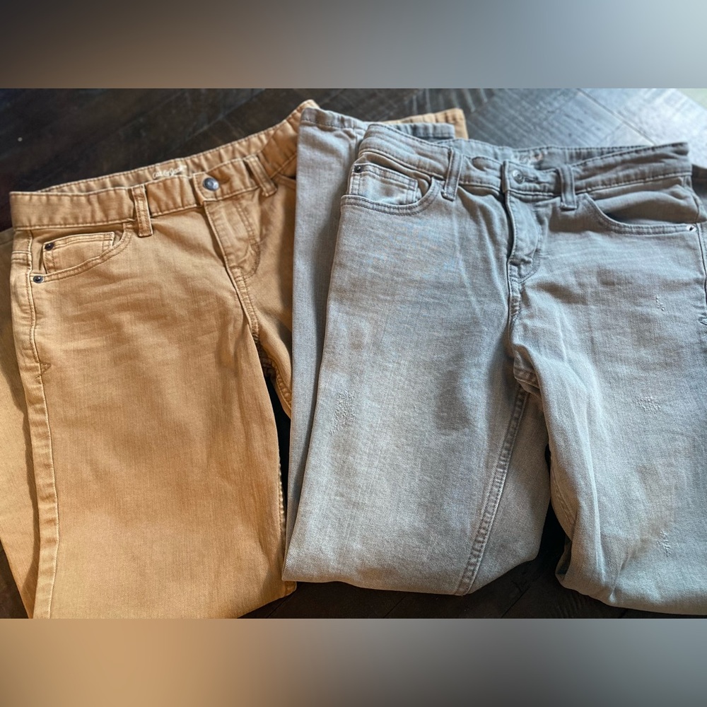Cat & Jack Boys Khaki & Gray Jeans Bundle of 2 Pairs of Jeans - tan/gray